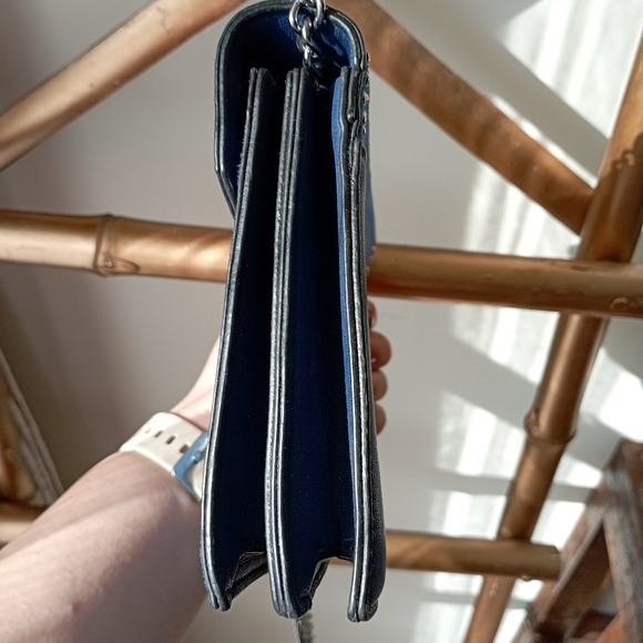 Blue Faux Suede and Faux Leather Sling Bag - Picture 9 of 11